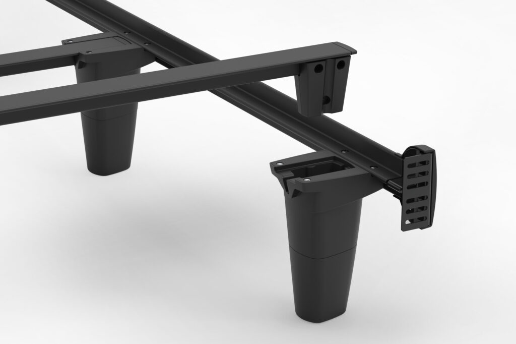 A simple tool-free assembly corner of the (emBrace)® 360 bed frame.