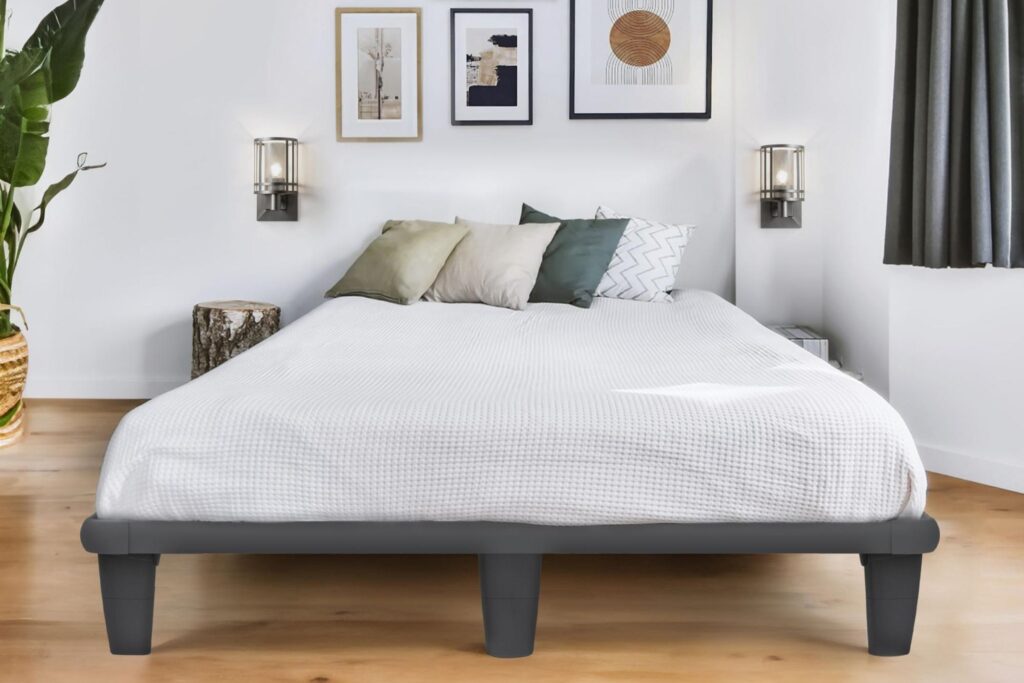 Modern steel bed frame, durable bed frame for overweight people